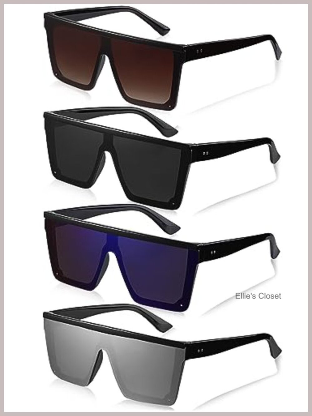 Oversized Flat Top Square Polarized Sunglasses 4 Pairs